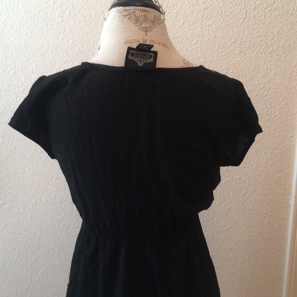 Angie flirty black dress! Embroidered top and hem. - Picture 4 of 8